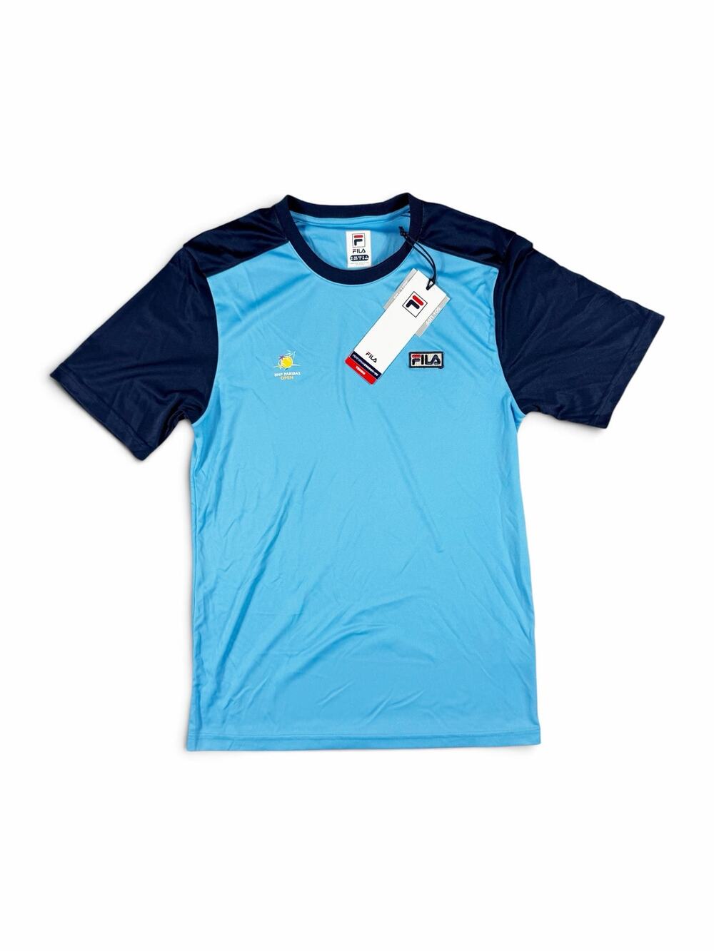 NEW FILA Men’s BNP Paribas Open Ball Person Crew Tennis Shirt Blue XS